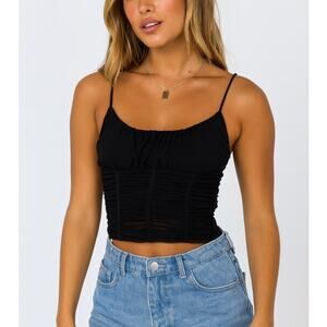 Princess Polly Black Mesh Ribbed Tank Top